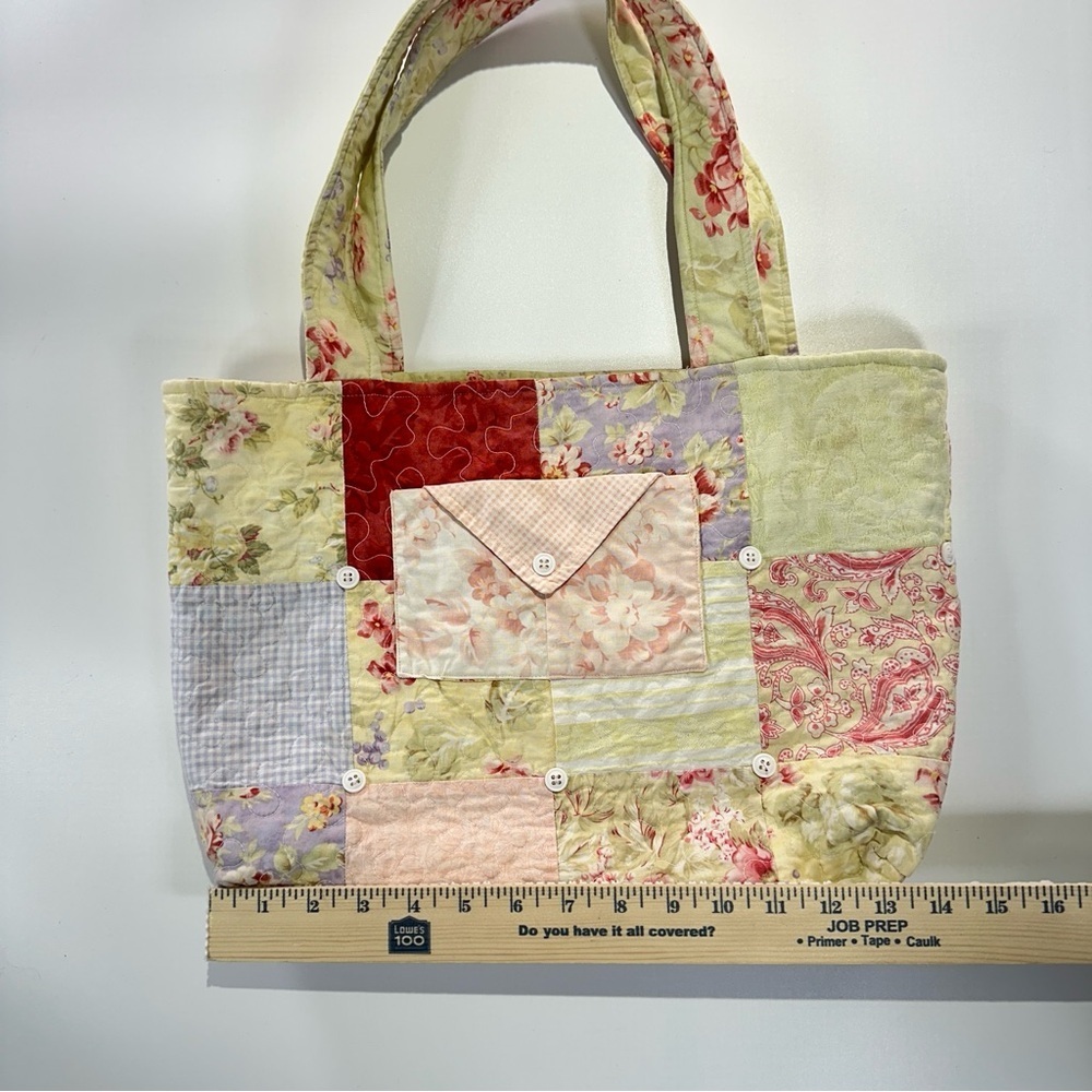 Handmade Quilted Patchwork Tote Cottagecore Floral Bag - Picture 9 of 12